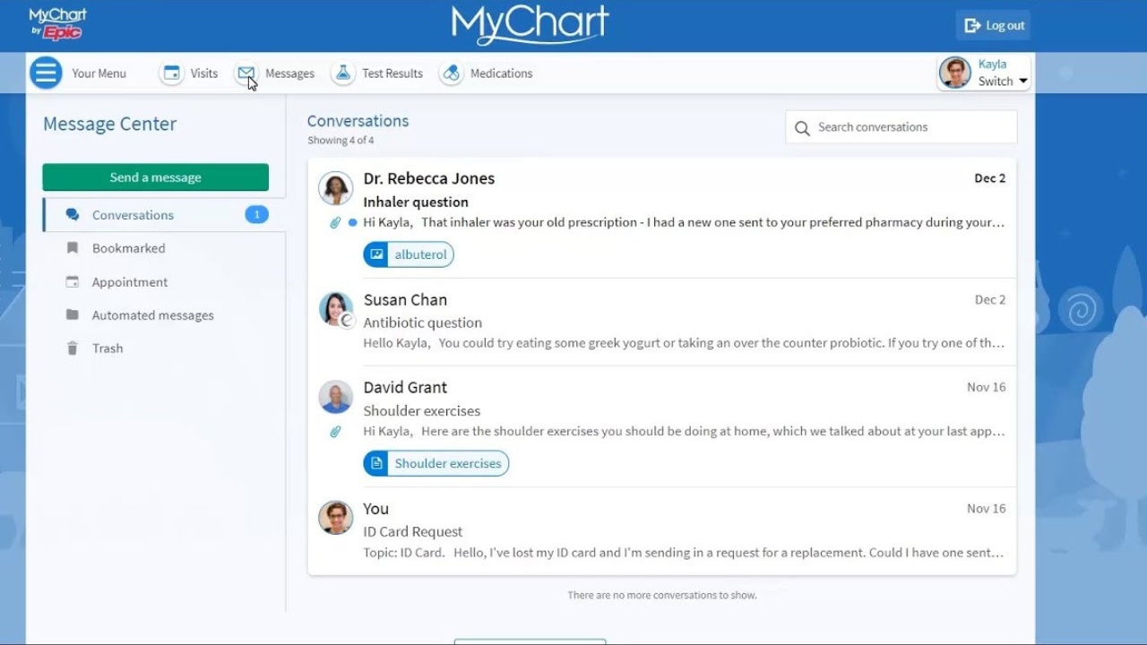 MyChart Screenshot 2